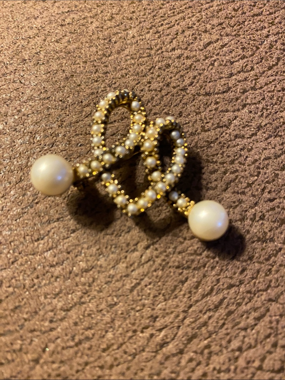 Vintage Gold-Tone Double-Heart Brooch